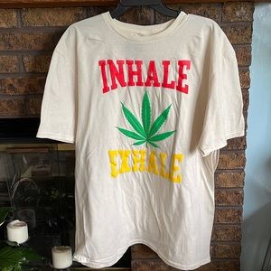 NWOT Rebel Society inhale exhale cream shirt
